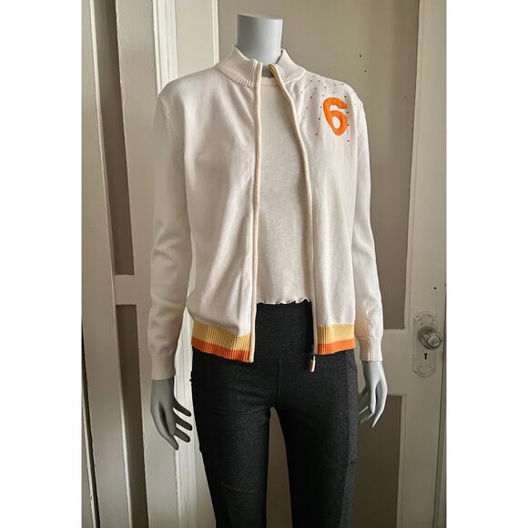 DISEISEI Full Zip Knit Sweater w/Stone Accents sz L (fits like a US sz Small) - Picture 1 of 16